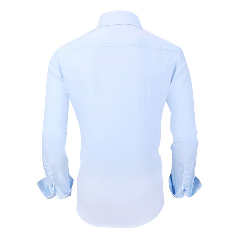 Alex Vando Mens Rayon Dress Shirts Wrinkle Free Regular Fit Stretch Button Down Shirt,Blue,S - Image 2